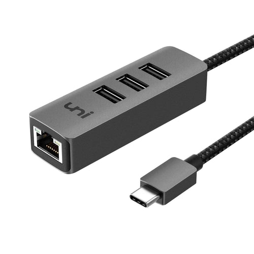 USB 3.0 Hub with Gigabit Ethernet RJ45 Aluminum Adapter | uni®