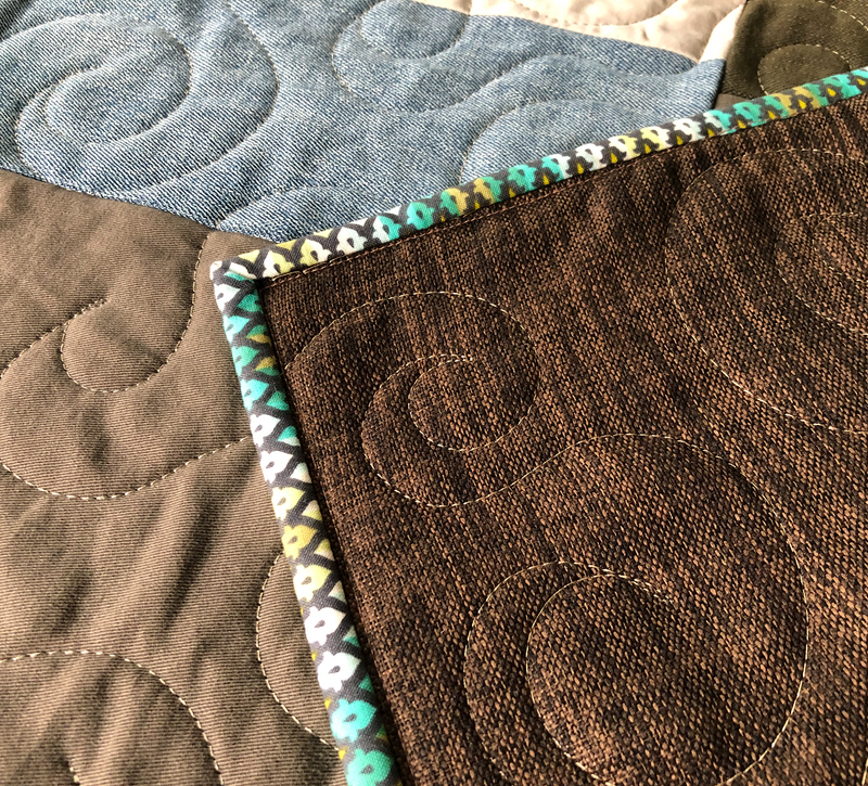 Upcycled Throw Quilt: Brown and Green