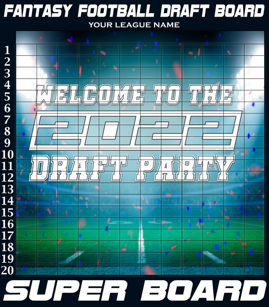 2023 Jumbo Fantasy Football Draft Kit -12ft Draft Board & 2” x 8 Labels