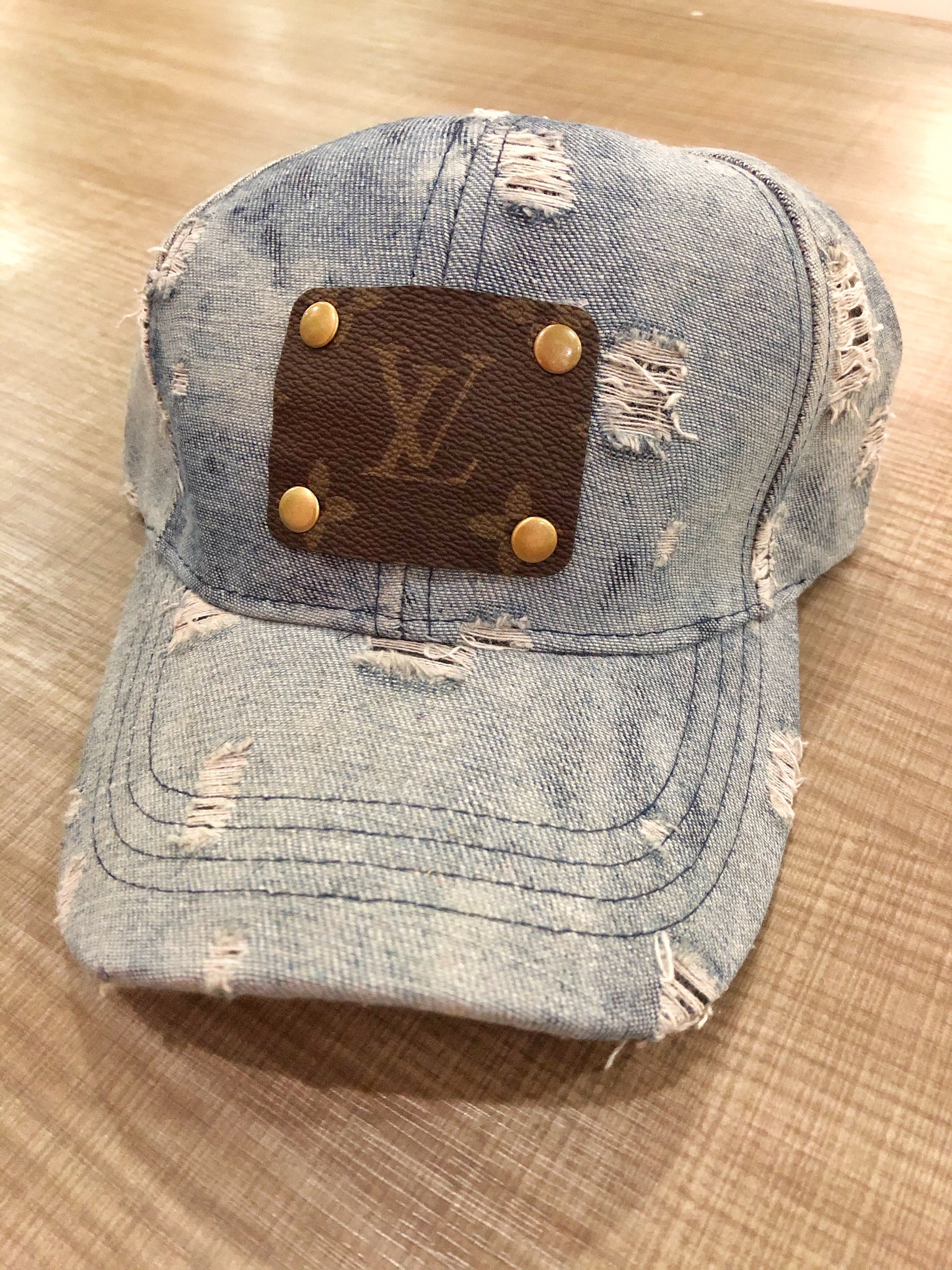 LV Upcycled Distressed Denim Hat – Outside The Style