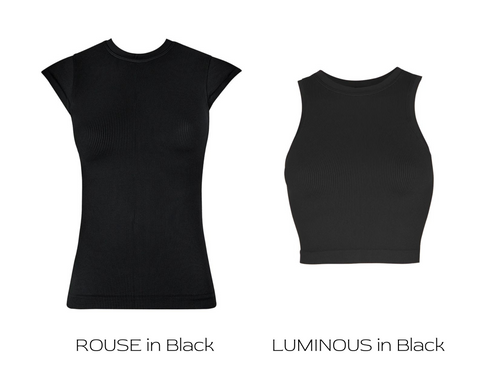  prism squared rouse top in black and luminous top in black 