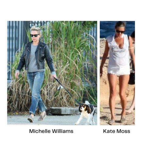 Kate Moss and Michelle Williams wearing prism london leopard espadrilles 