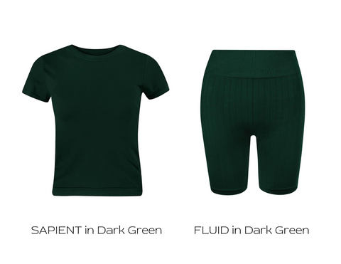 prism london sapient t shirt in dark green and fluid shorts in dark green 