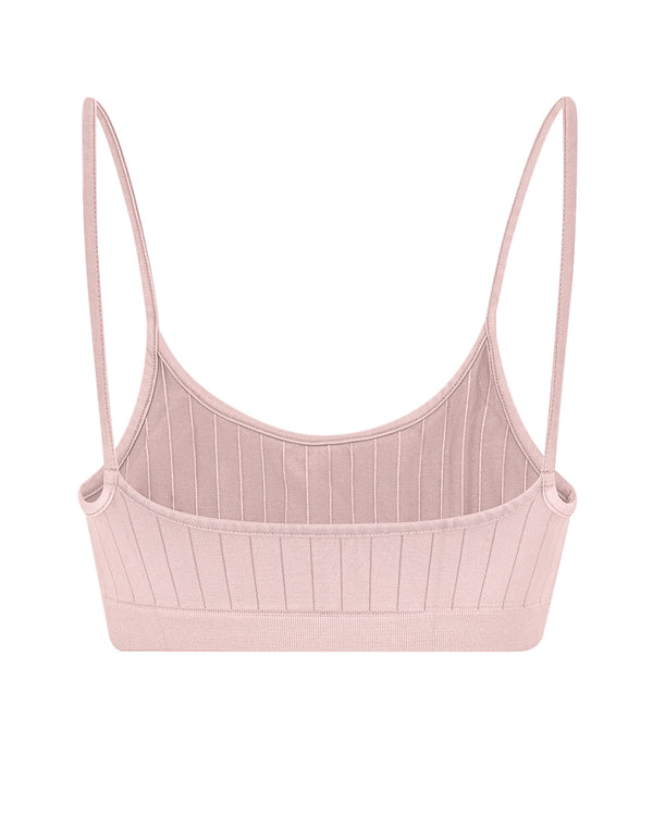 Pink Rib Striped Sports Bra