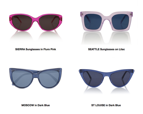 prism sunglasses in bright pink and lilac