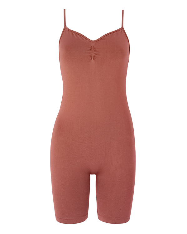 EUPHORIC Rusty Pink Playsuit, Full Body Compression & Sculpting, Low Back  & Cap Sleeves