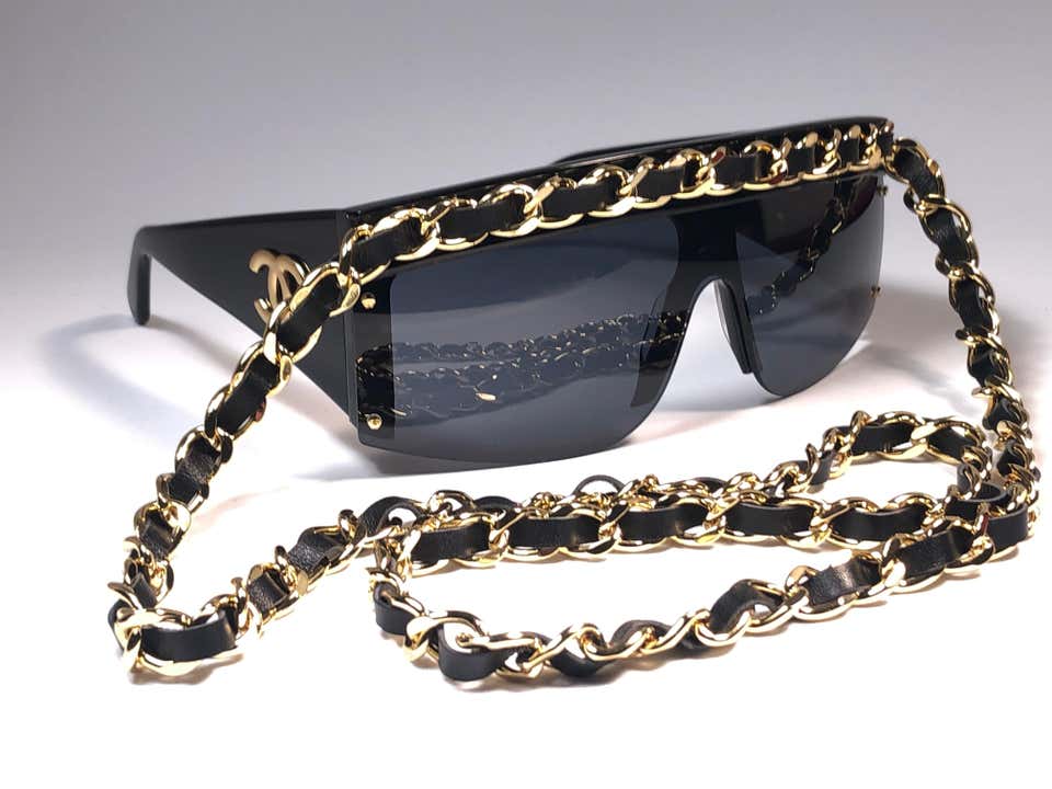 Rare Iconic Vintage 1992 Chanel ChainTrim Square Frame Sunglasses  Nordic  Poetry