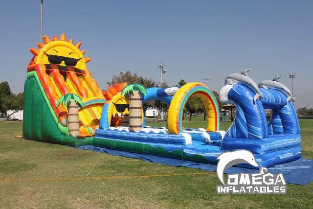 Paradise Sunshine Double Lane Water Slide With Dolphin Slip N