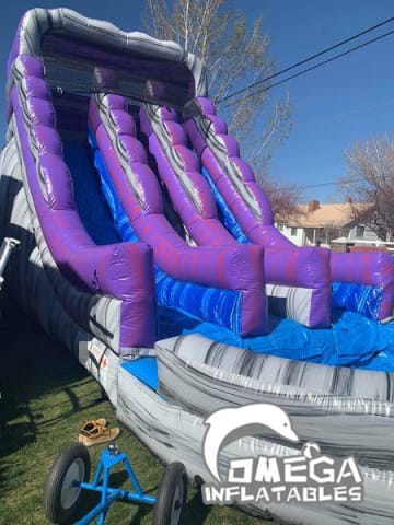 20FT Purple Rock Dual Lane Water Slide