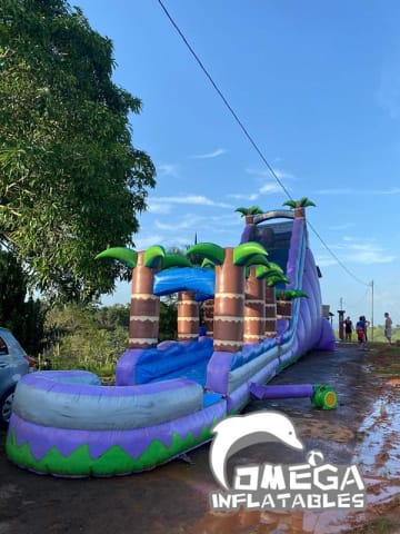 25FT Purple Tropical Splash Water Slide