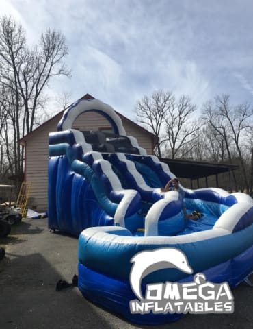 17FT Blue Marble Curved Inflatable Water Slide