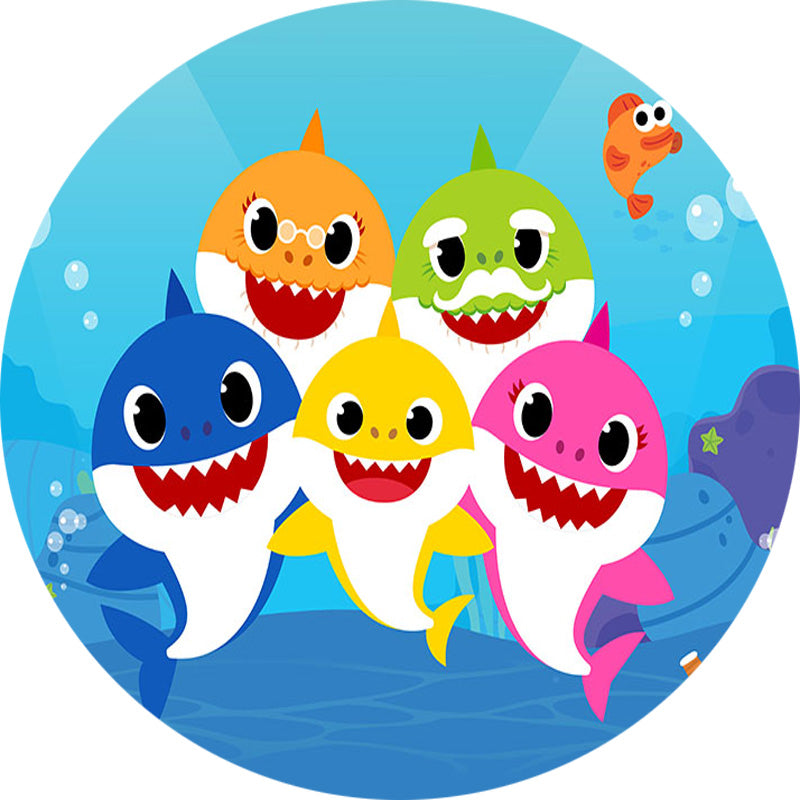 Aquarium Seas and Oceans Round Backdrop Fish Kids Birthday Party Circl ...