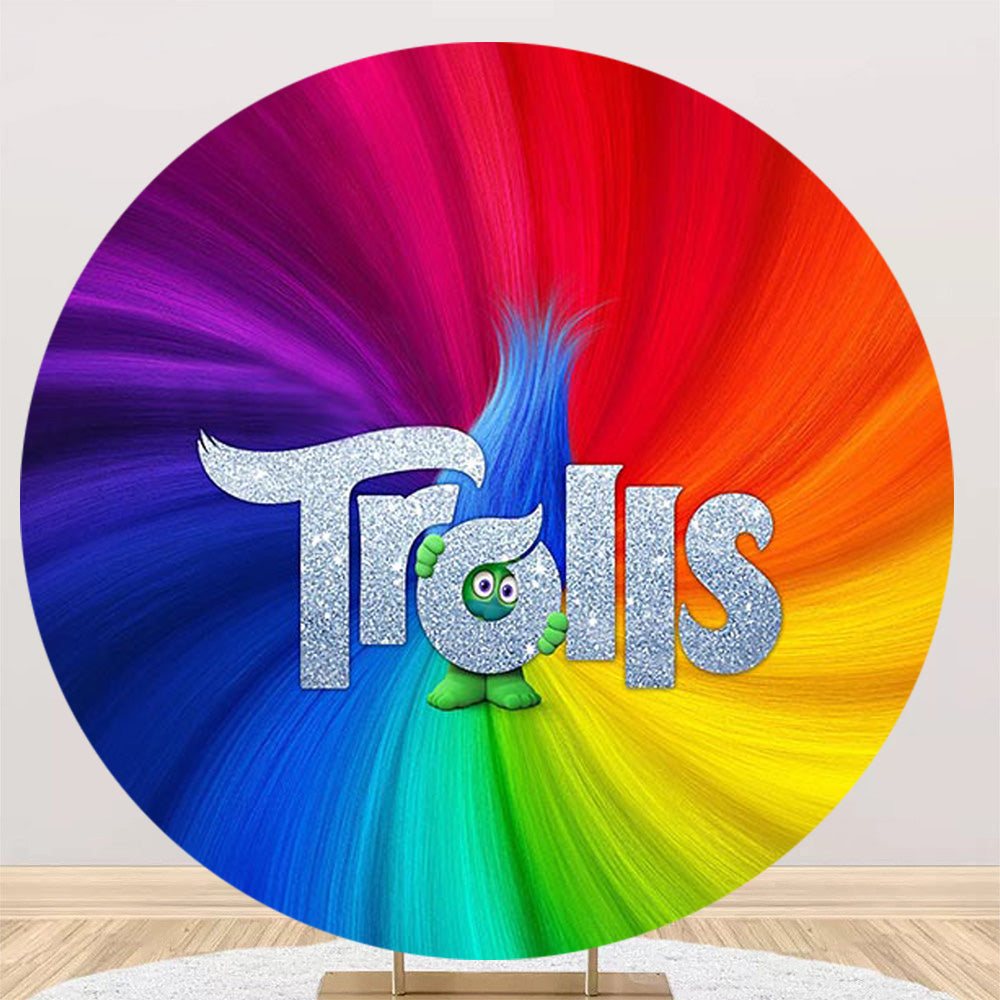 Trolls Photography Background Colorful Round Boys Girls Birthday Party ...