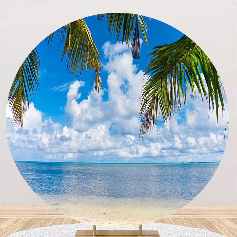 Summer Ocean Round Backdrop Tropical Hawaii Luau Party Decor Circle Ca ...