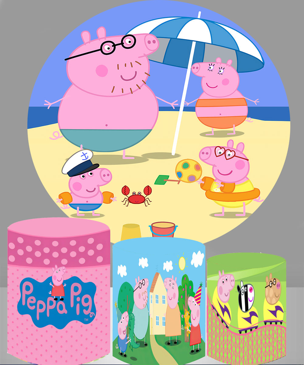 Peppa Pig Round Backdrop Boys or Girls 1st 2nd 3rd Birthday Party Deco –  dreamybackdrop