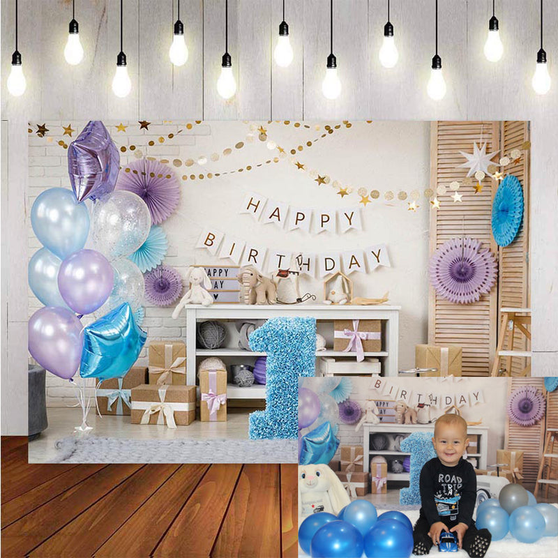 1st Birthday Photography Background Birthday Party Balloon Flowers Whi –  dreamybackdrop