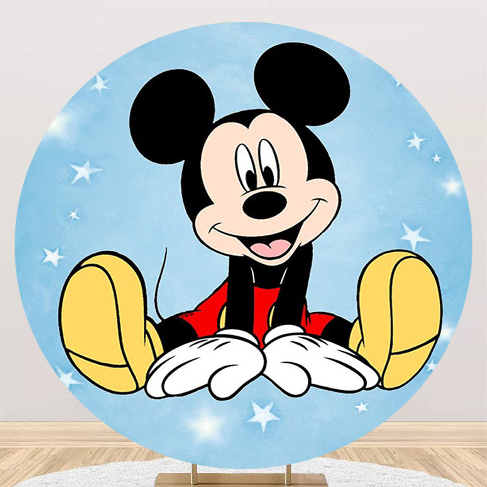 Mickey Mouse Round Backdrops Boys Birthday Party Circle Background Bab –  dreamybackdrop