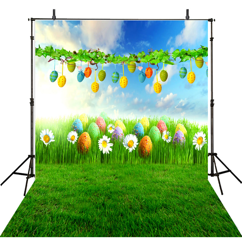 April backdrop Easter eggs photo background for photography spring gre ...