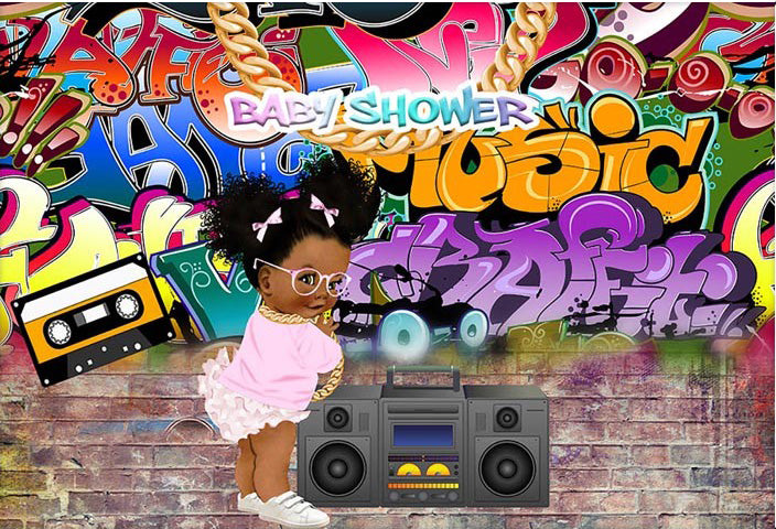 80S Graffiti Wall Baby Girl Party Banner Backdrop The Fresh Princess B –  dreamybackdrop