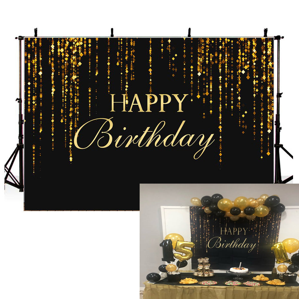 Customized Name Birthday Party Banner Photography Background Golden Bl –  dreamybackdrop