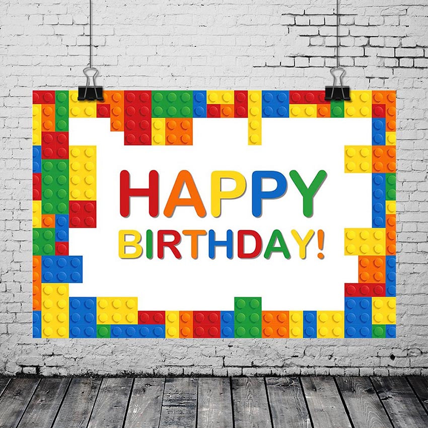 Birthday Photography Backdrop Colorful Lego Building Blocks Boy Girl B ...