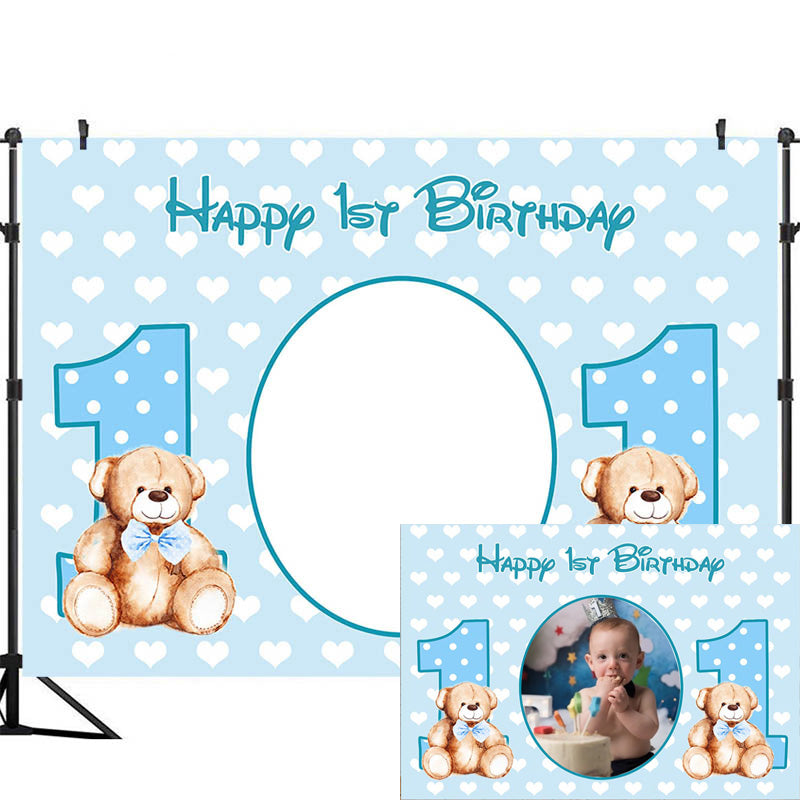 Personalized Boy Happy 1st Birthday Blue Backdrop Baby Shower Photogra –  dreamybackdrop