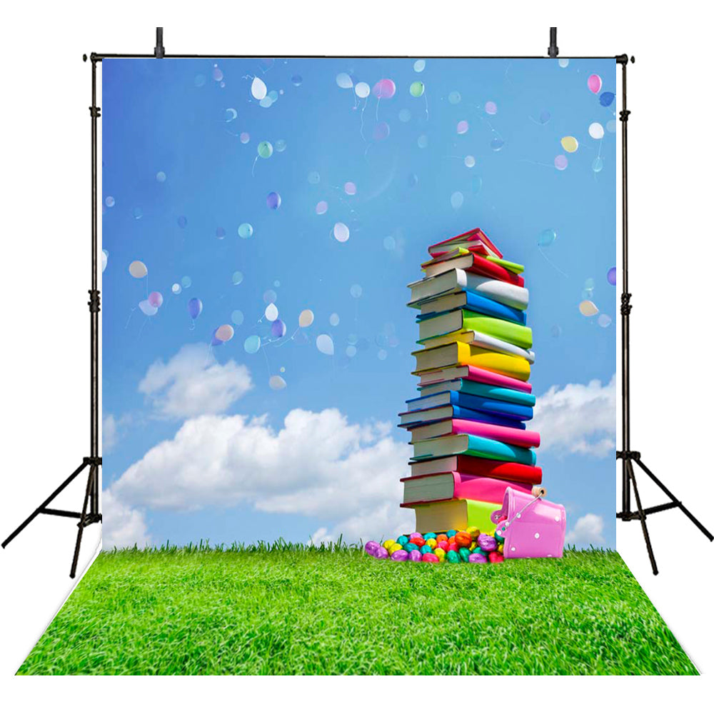 school backdrops kids photography backgrounds books 5x7 vinyl photo  backdrops for teens clouds sky photo booth props large school party  backdrops for photography – dreamybackdrop