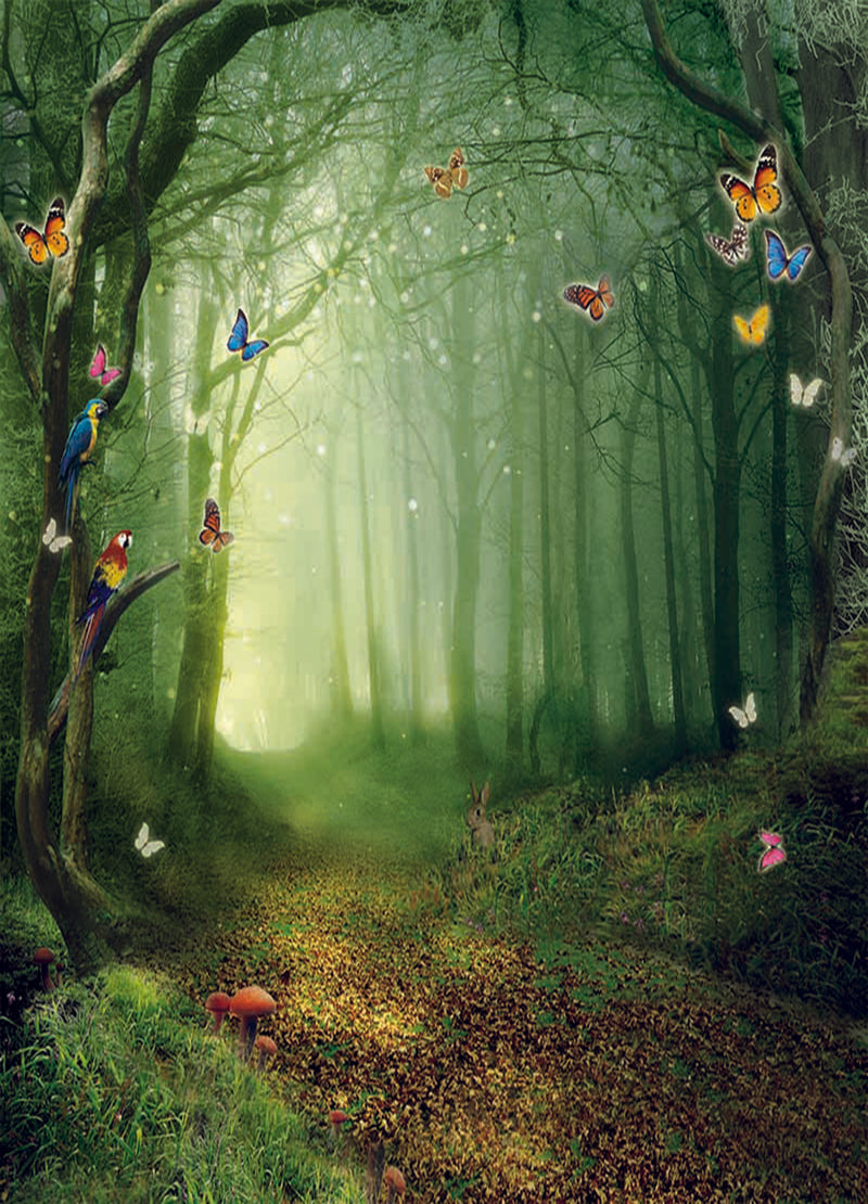 photo backdrop forest- 6x8ft photo backdrop vinyl - Alice in Wonderland  photo booth backdrop -photo backdrop Wonderland -photography backdrops  butterfly-green backgrounds – dreamybackdrop