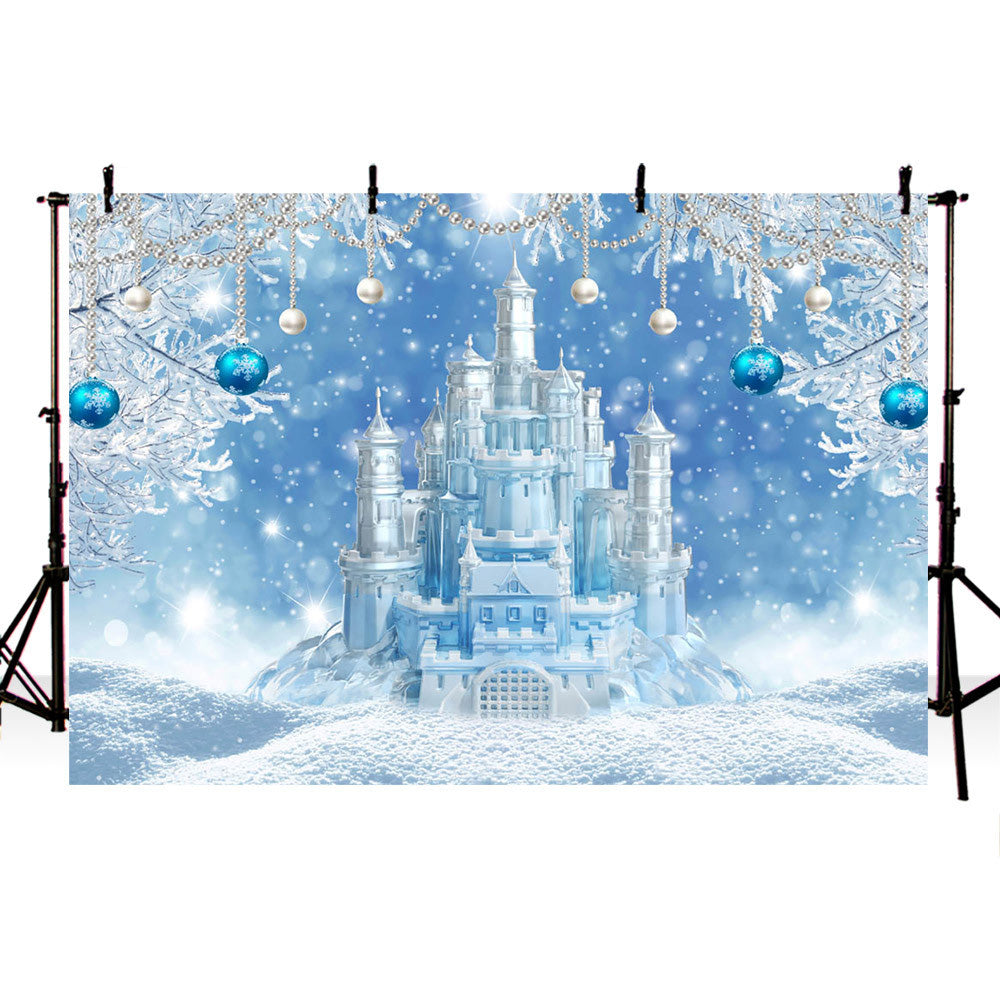 Christmas Winter Castle Portrait Backdrop for Photography Balls Snowfi –  dreamybackdrop