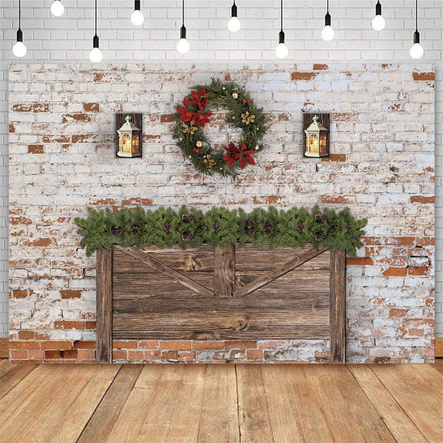 Christmas Headboard Backdrop for Dilapidated Brick Wall