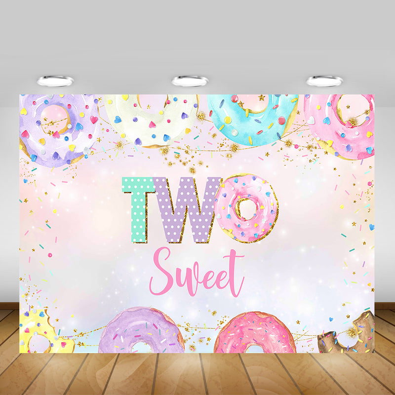 Two Sweet Donuts Children Birthday Background Photo Donuts Chocolate B –  dreamybackdrop