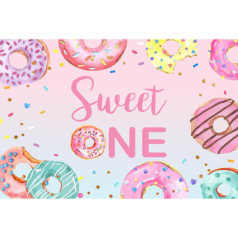 Donut Baby Sweet One Girl Birthday Backdrop Cake Table Decorations Sup –  dreamybackdrop