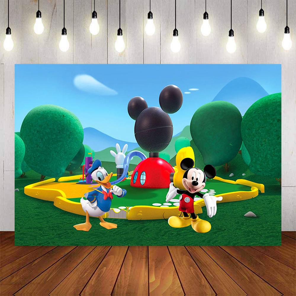 Custom Kids Photography background Mickey Minnie Mouse Green Clubhouse –  dreamybackdrop