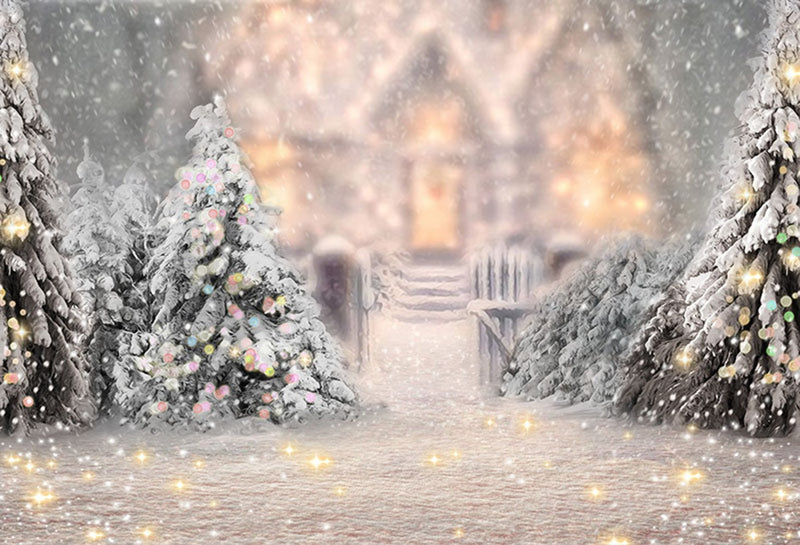 Photography Backdrops Christmas Background Backdrops Snow Forest Bokeh ...