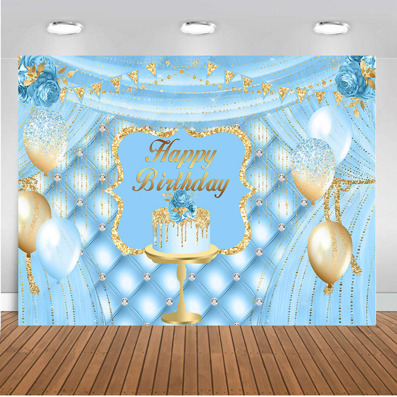 Light Blue Photography Backdrop Happy Birthday Girls Birthday Banner B –  dreamybackdrop