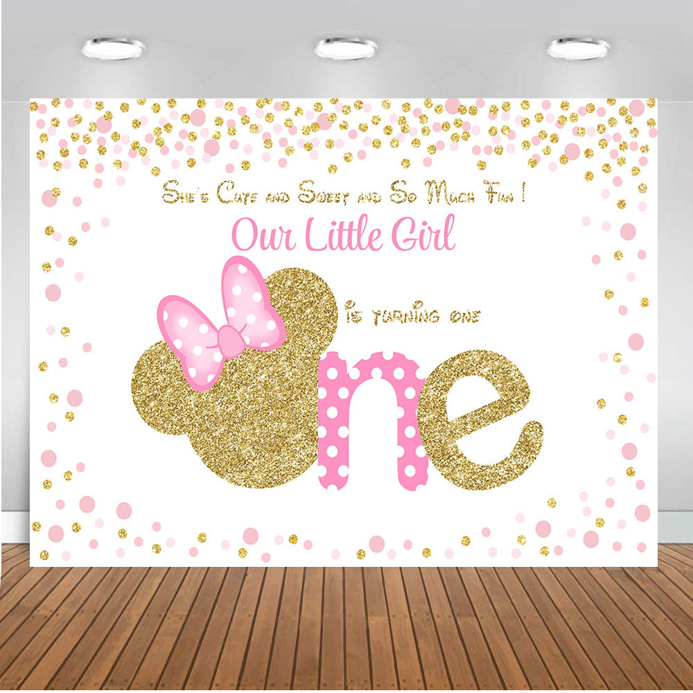 Photography Background Minnie Mouse Backdrop 1st Birthday Pink Girl He –  dreamybackdrop