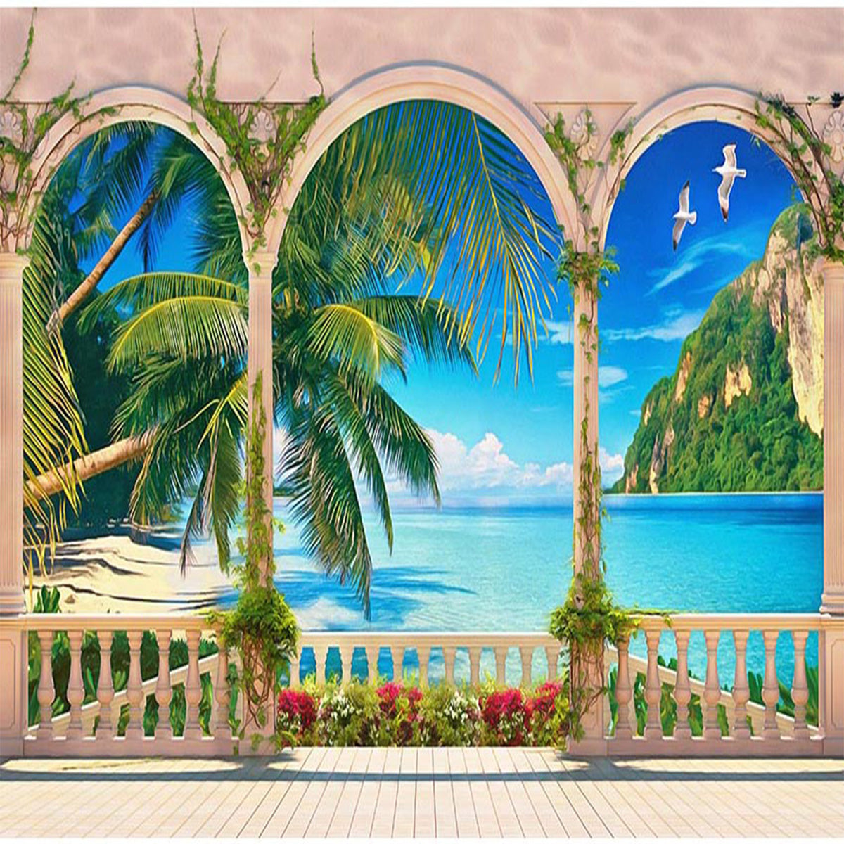 realistic zoom virtual background beach house