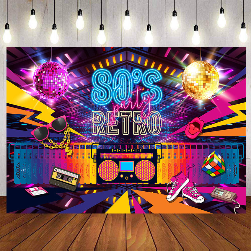 Retro 80s Theme Party Neoback 80s Party Backdrop Disco Theme Retro 80s