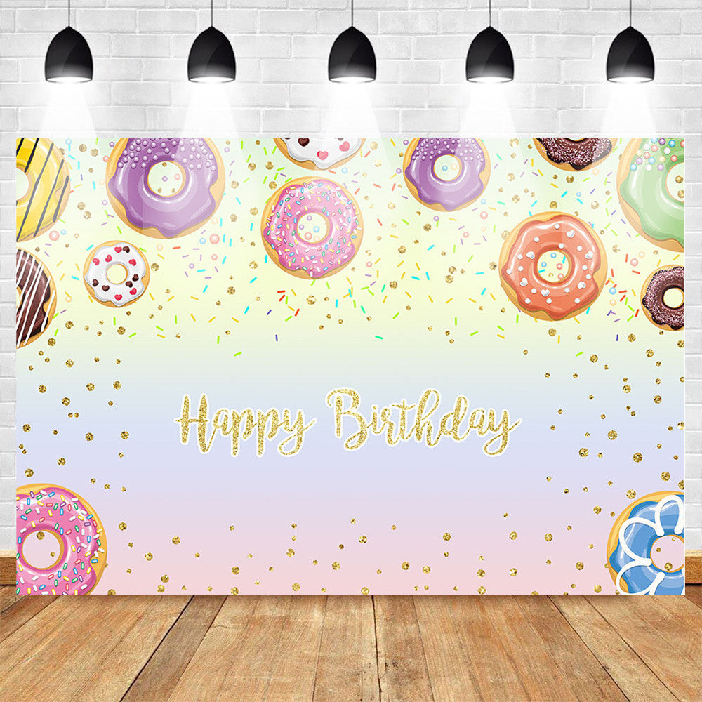 Happy Birthday Theme Party Photo Background Sweet Donut Backdrop for C –  dreamybackdrop
