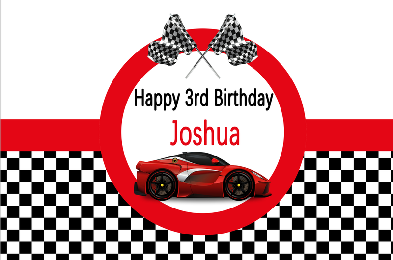 Customize Name Race Car Birthday Backdrop Red Race Car Boy Racing Chil –  dreamybackdrop