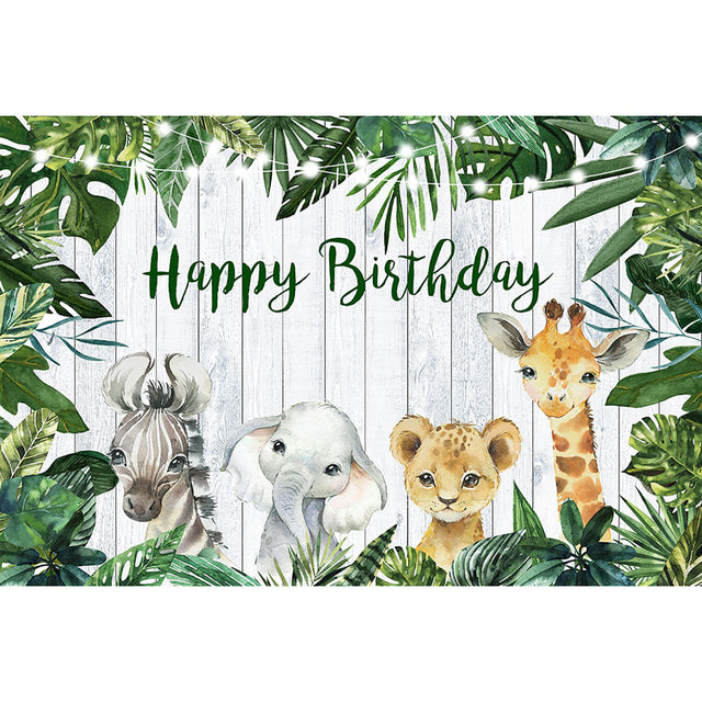 Jungle Green Forest Happy Birthday Background Photography Woodland Saf –  dreamybackdrop