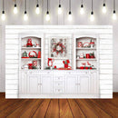 Merry Christmas Photography Background Christmas kitchen Wood Cupboard ...