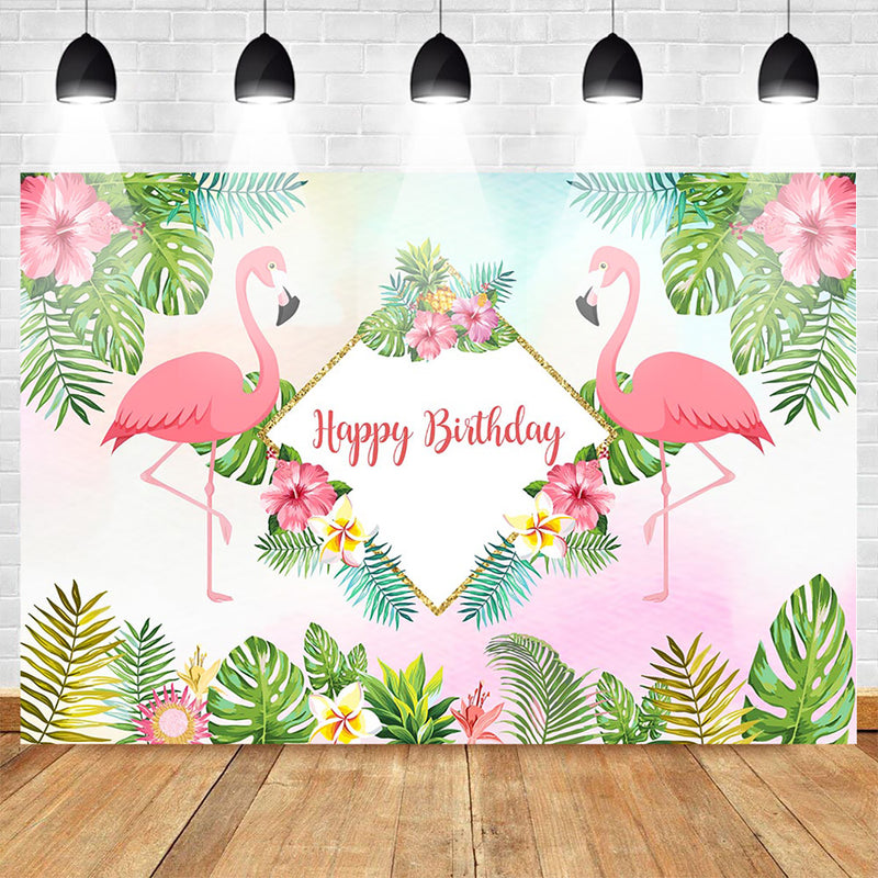 Flamingo Celebration Birthday Photo Background Summer Hawaiian Vacatio ...