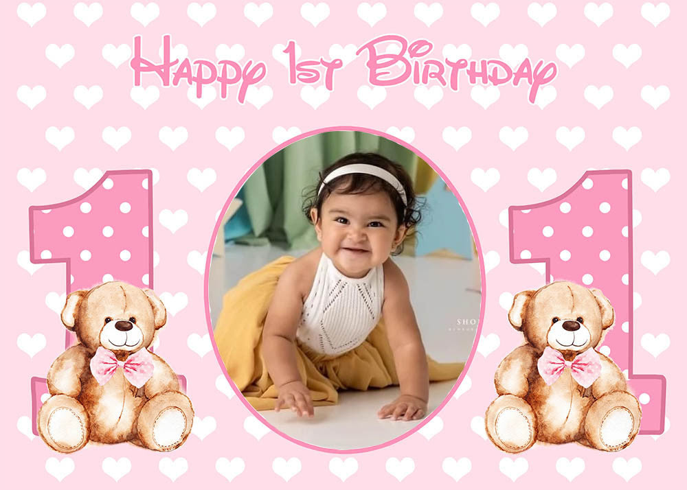 Girl Happy 1st Birthday Pink Backdrop Baby Shower Photography Backgrou –  dreamybackdrop