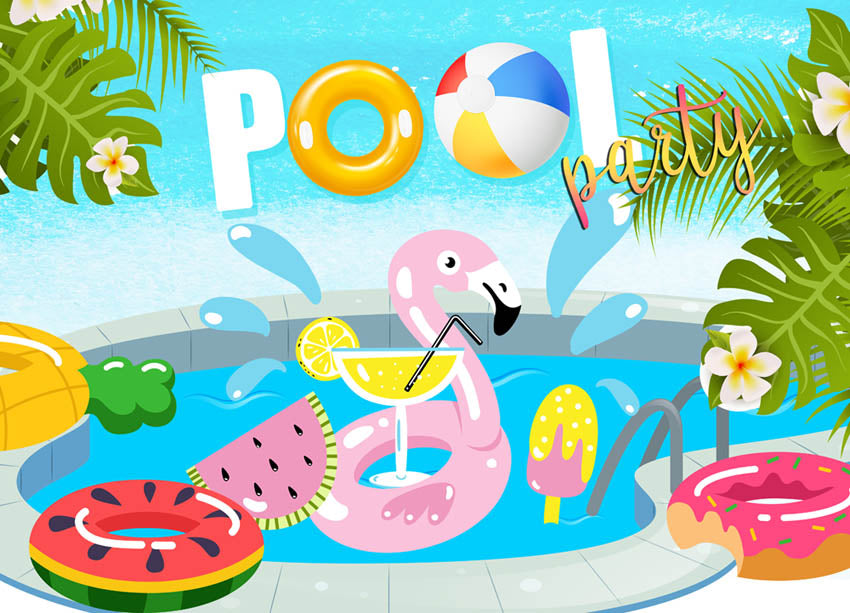 Summer Holiday Swimming Pool Party Banner Background Backdrops for Pho –  dreamybackdrop