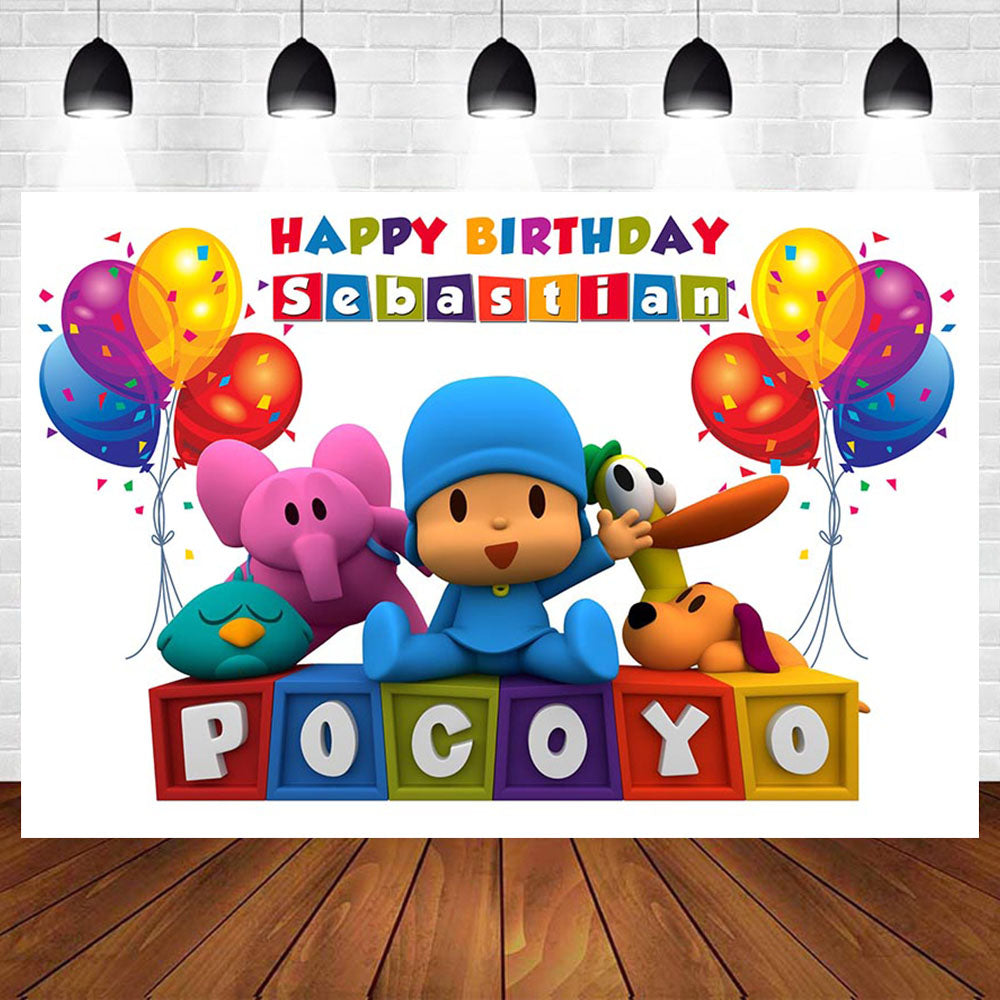 Photography Backdrop Cartoon Characters Pocoyo Birthday Party Baby Chi –  dreamybackdrop