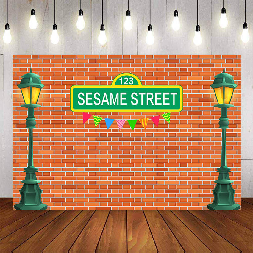 Photography Background Street Light Dark Red Bricks Wall Sesame Street –  dreamybackdrop