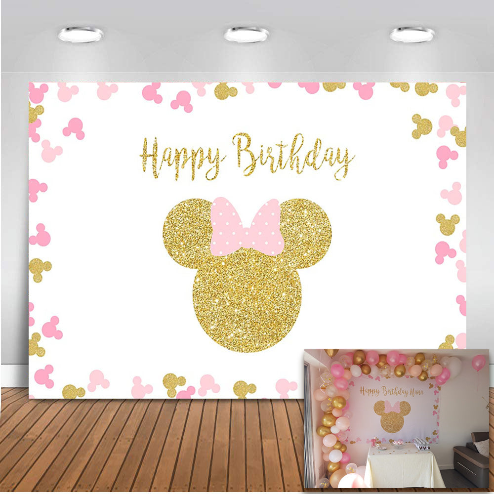 Pink Minnie mouse backdrop for photography custom birthday background –  dreamybackdrop