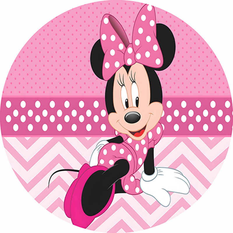 Photo Booth Cartoon Pink Minnie Mouse Round Circle Backdrops 88C