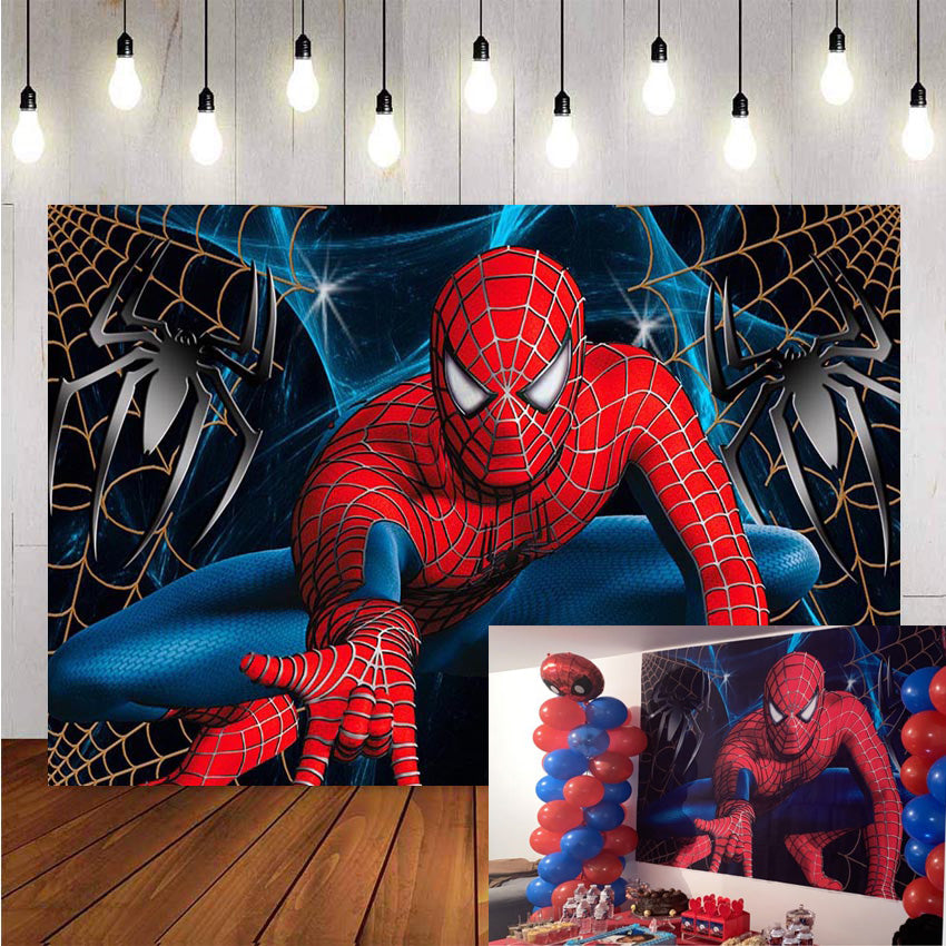 Spiderman Photography Backdrop Superman Boy Children Birthday Party Ba –  dreamybackdrop